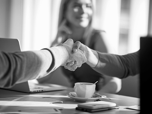 a photograph of two hands amidst a handshake